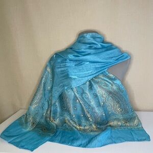 Blue Silk Pashmina